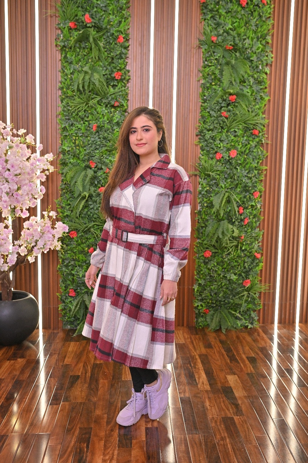 CH 489 Saimwear Coat Style Collared Tile Dress