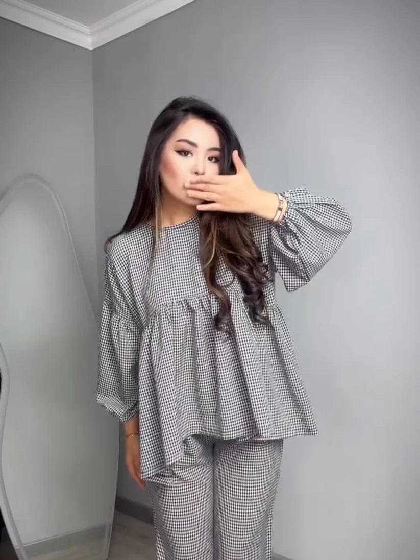 CH 552 Classic Checkered Cotton Co-ord Set-SAIMWEAR
