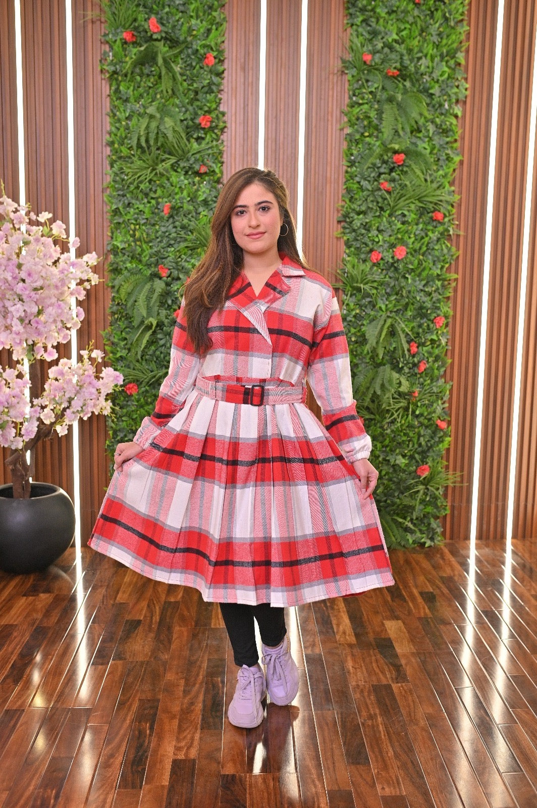 CH 489 Saimwear Coat Style Collared Tile Dress