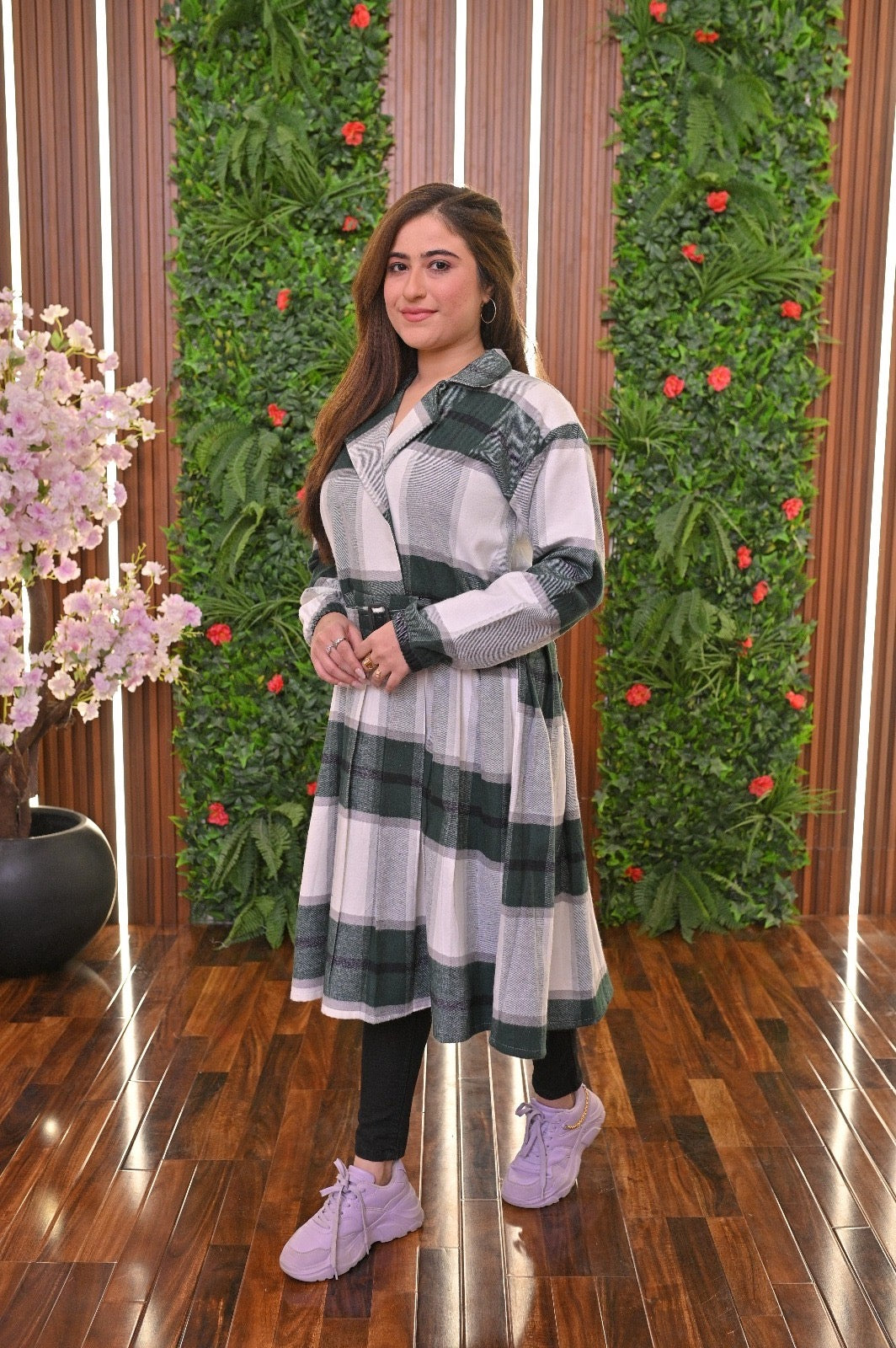 CH 489 Saimwear Coat Style Collared Tile Dress