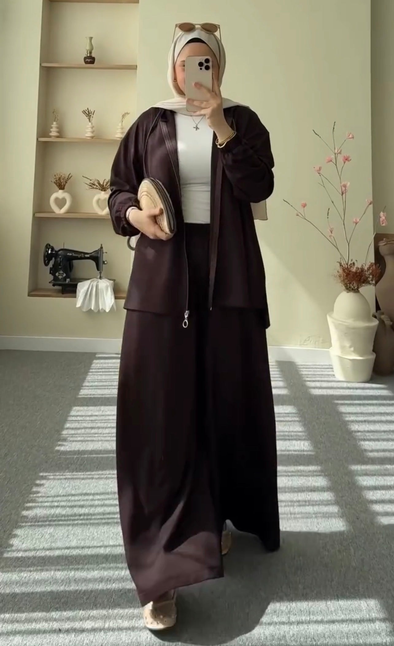 Ch 603 - Full Coverage Relaxed Fit Hoodie and Extra Wide-Leg Bottom Over Size Co ord Set -Saimwear