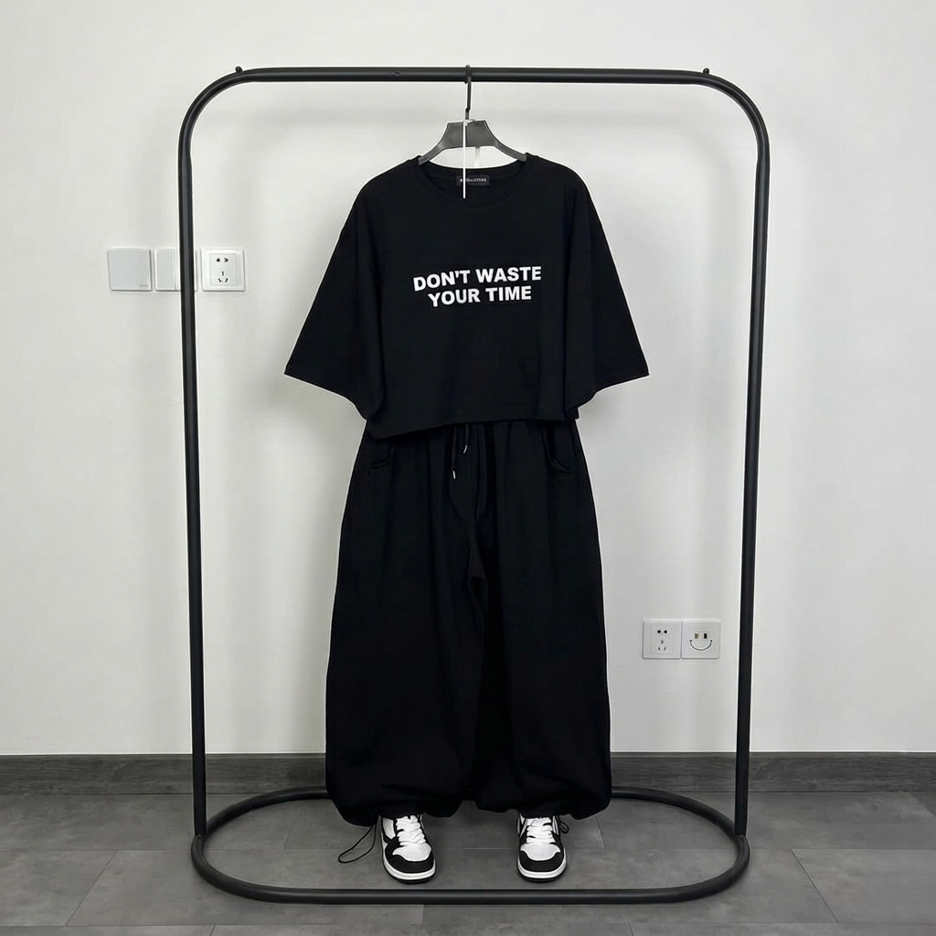 Ch - 6058 - Oversized Short Tee & Trouser Set | Saimwear