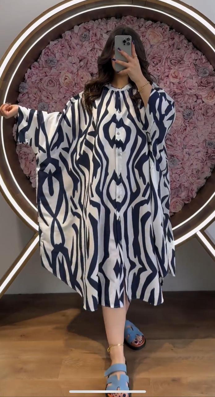 Saimwear Silk Printed Button Style Kaftaan CH 422