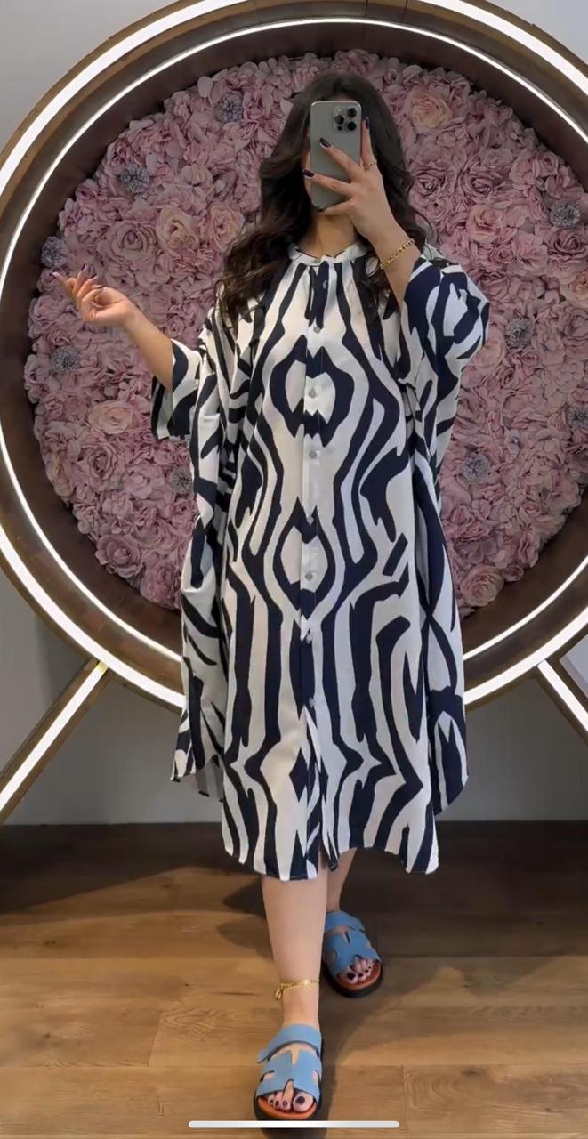 Saimwear Silk Printed Button Style Kaftaan CH 422