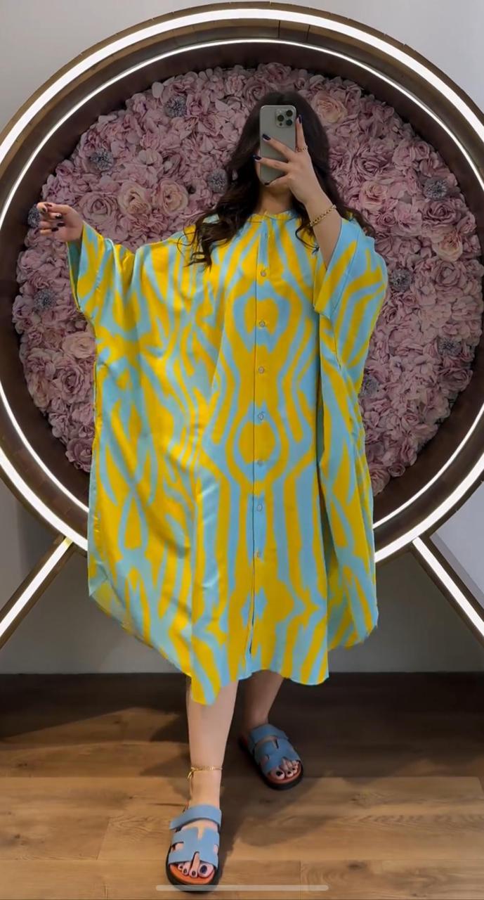 Saimwear Silk Printed Button Style Kaftaan CH 422