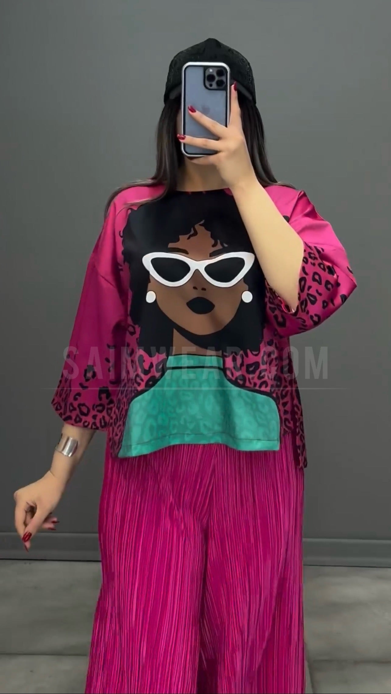 CH 455 Saimwear luxury 2 Pcs Silk Printed Co ord Set