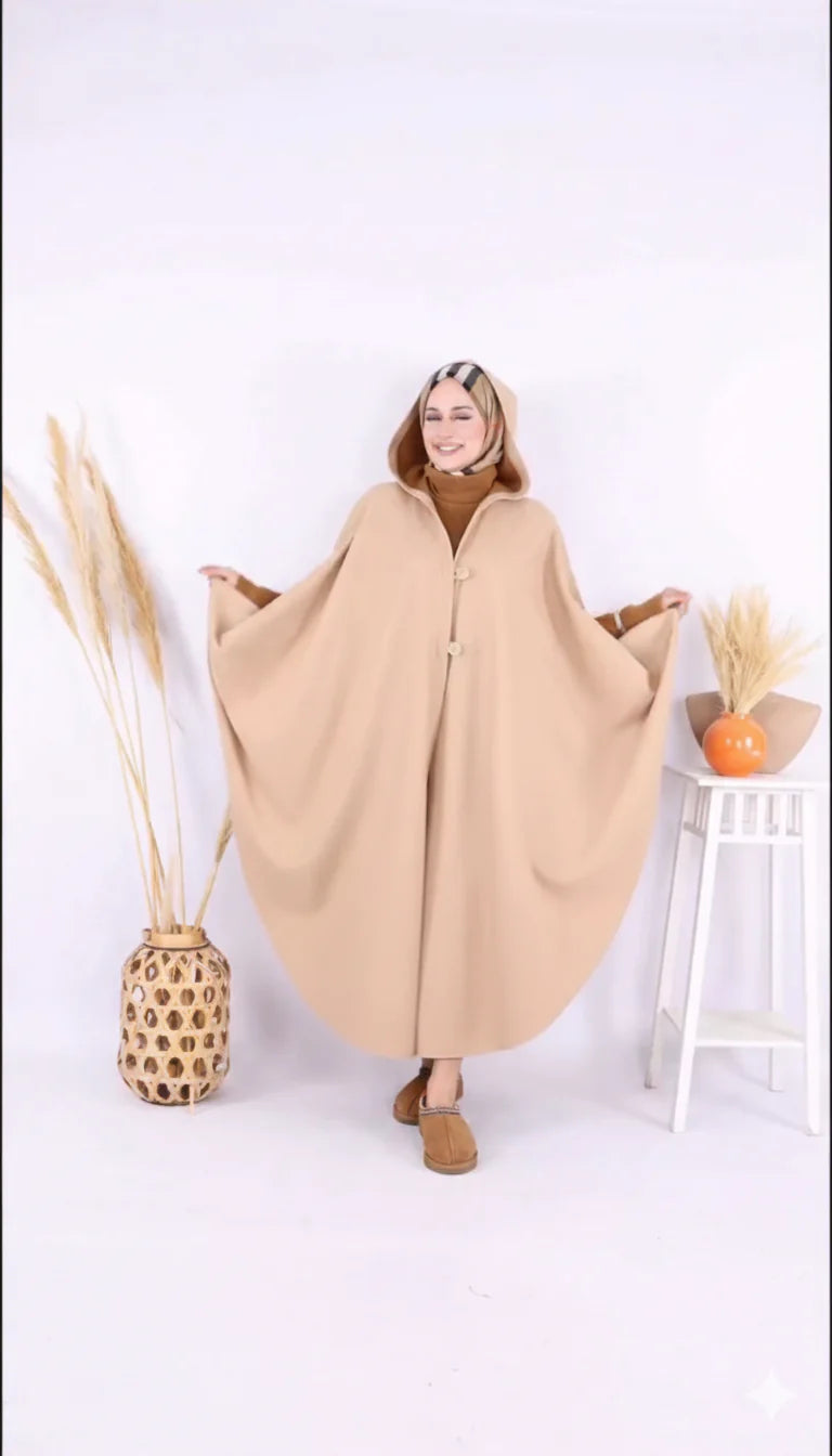 Ch 591 Saimwear Long hooded Button Windbreaker Cloak