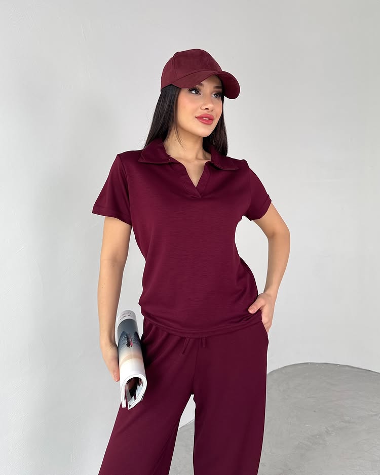 CH # 550 Summer Casual Women's Polo Collar Top & Trouser Set- Saimwear