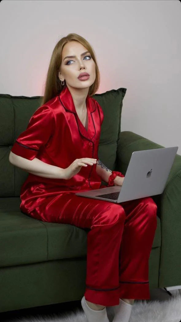 Pjs Silk Half Sleeves Nightwear
