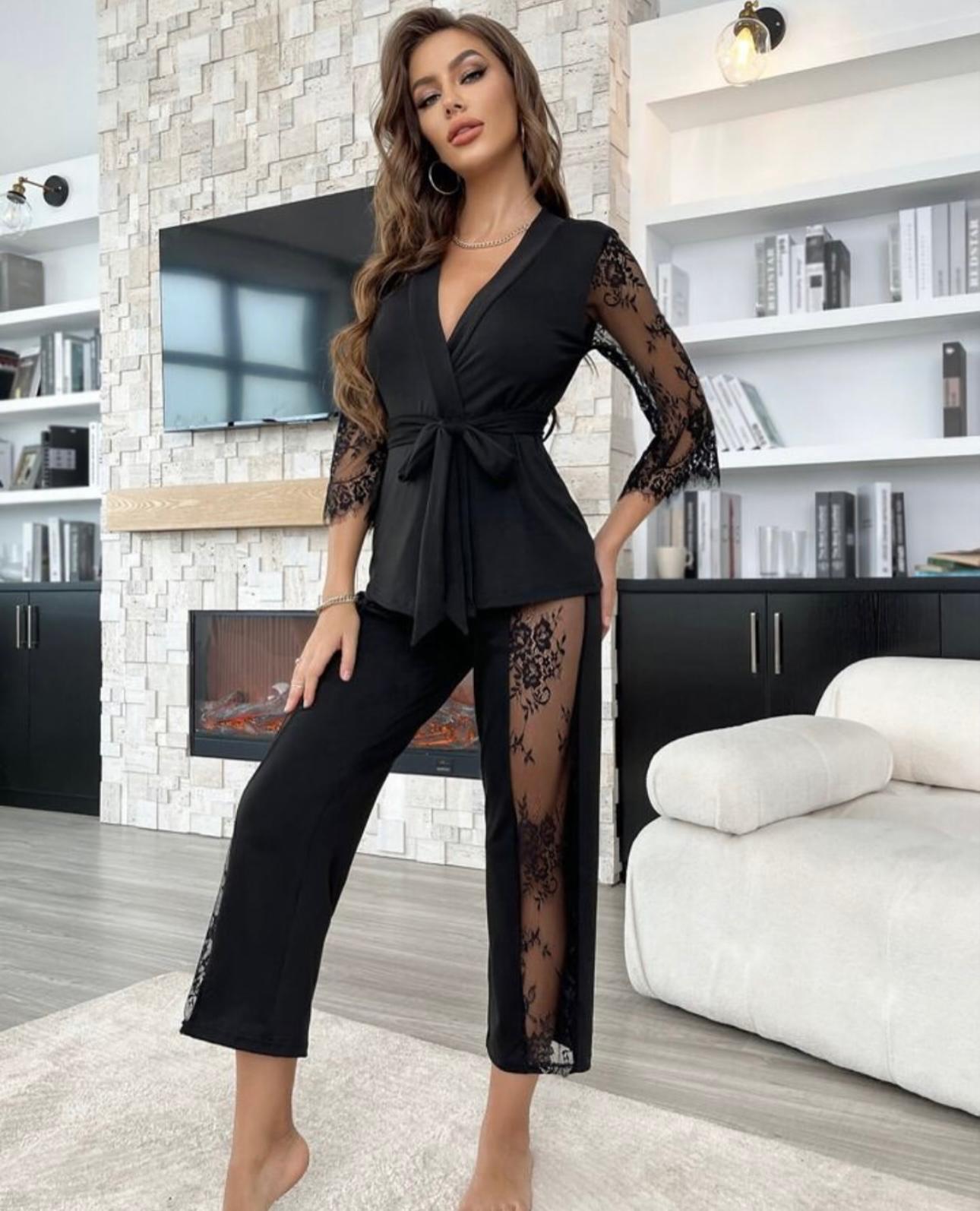 P-74 | Lace Whisper 2-Piece Elegance Set - SAIMWEAR