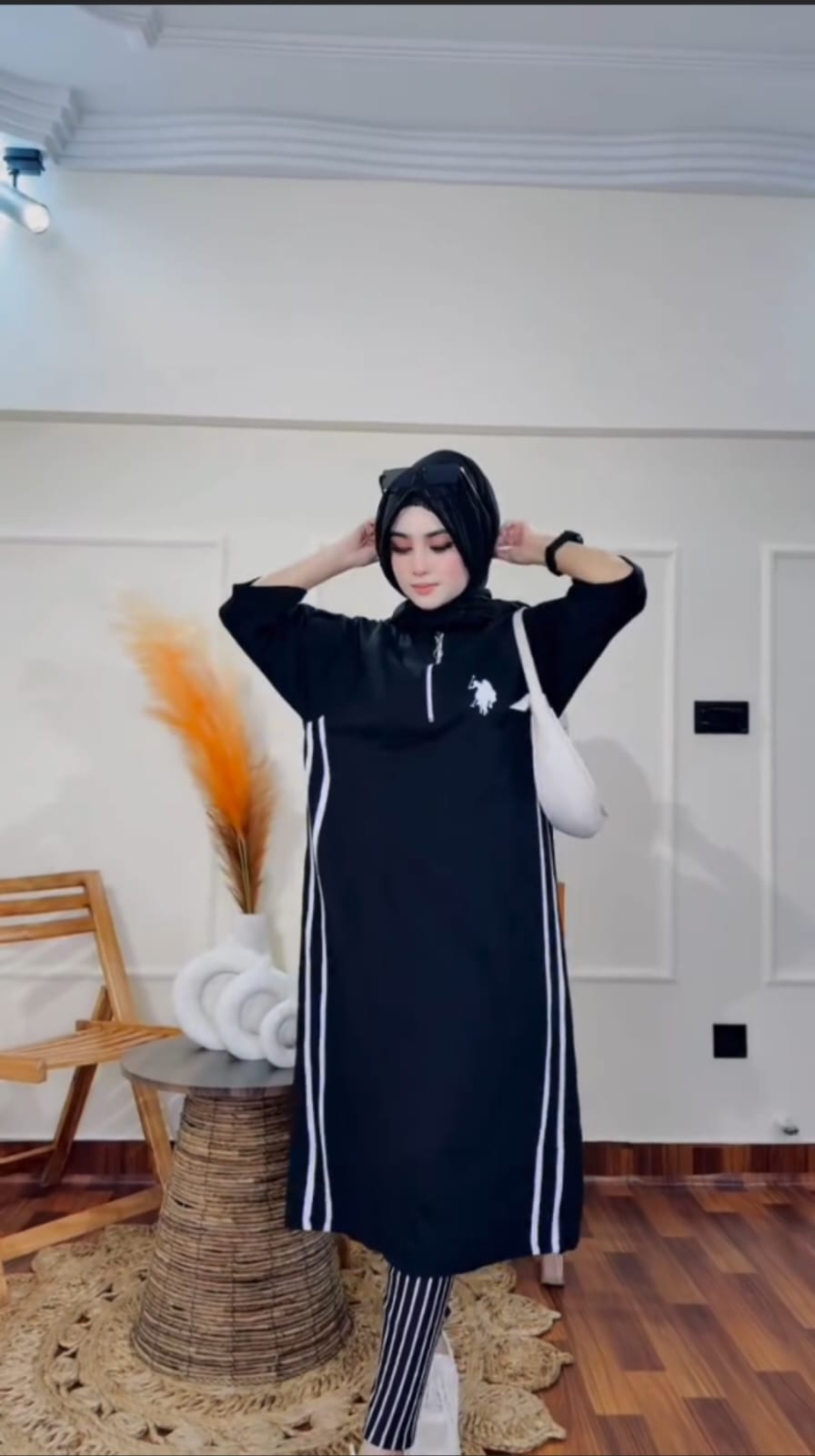 CH 576 - Stripe Style Long Top Dress - Saimwear