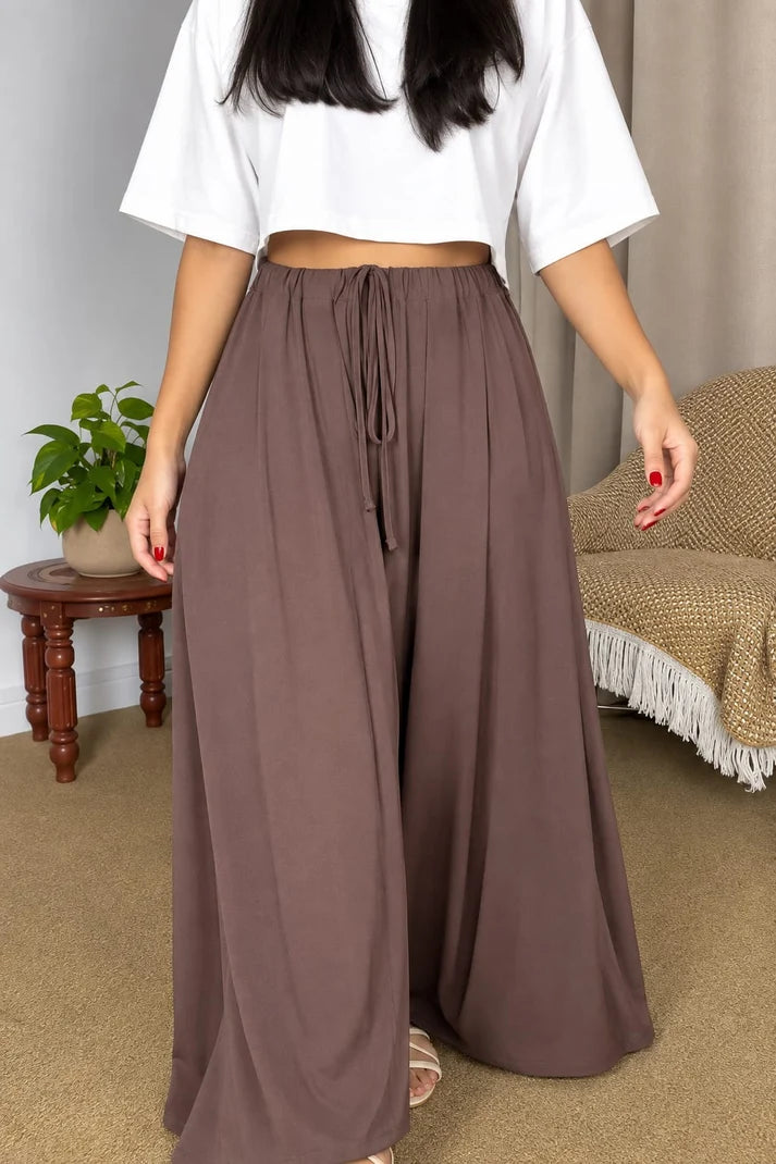 CH - 6136 - Chic Elastic-Waist Flare Trousers | Saimwear