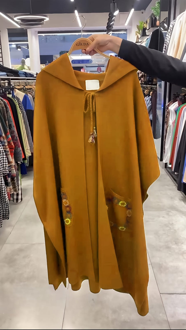 Saimwear Hooded Winter Fleece Fabric Cape Shawl CH-393