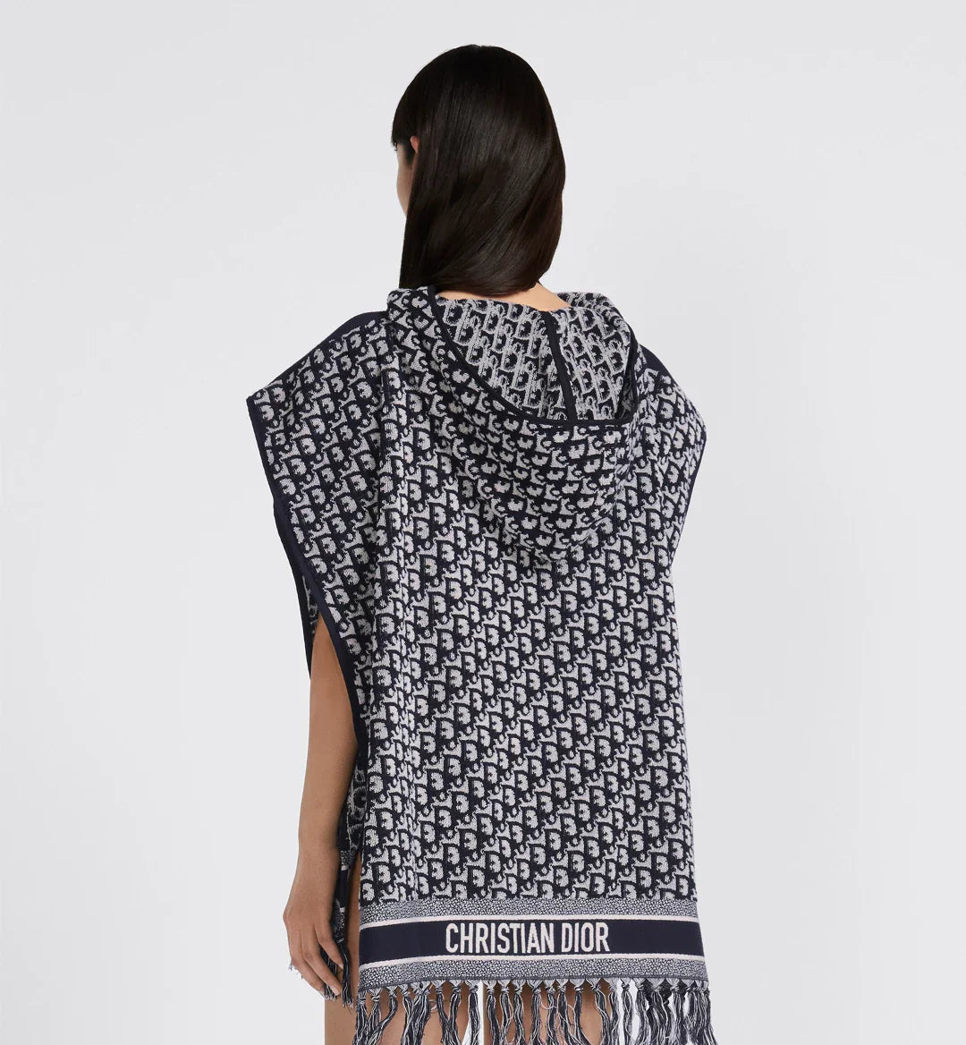 CH  530 Printed poncho style hooded fleece cape shawl - SAIMWEAR