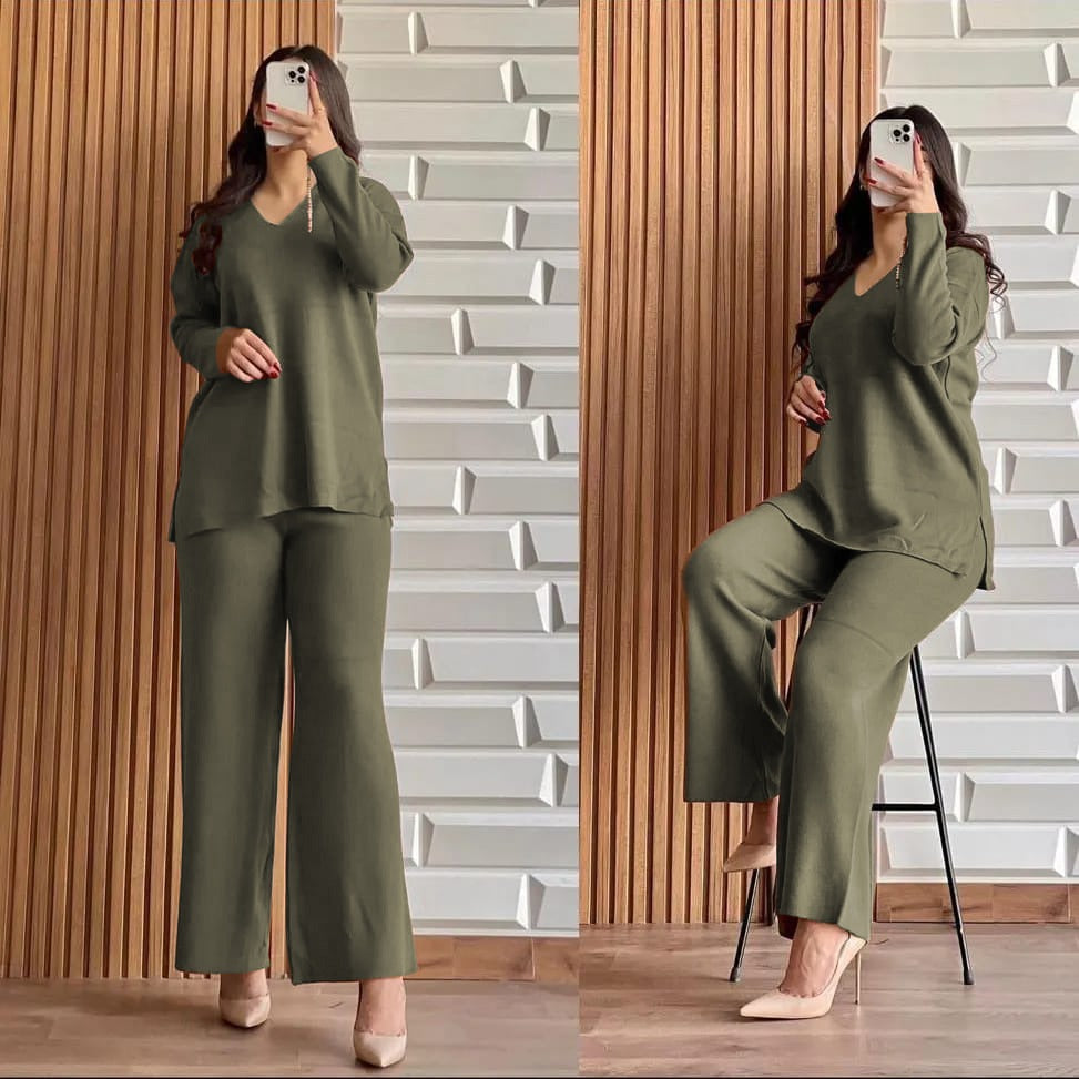 2 Pcs V Neck Winter Outfit LY-0017 - saimwear