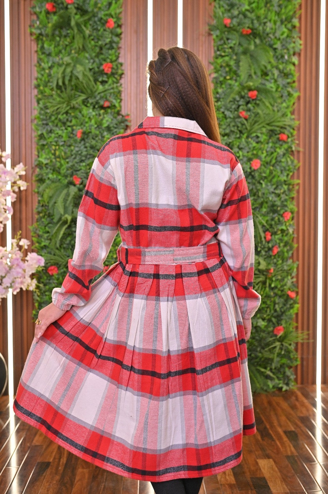 CH 489 Saimwear Coat Style Collared Tile Dress