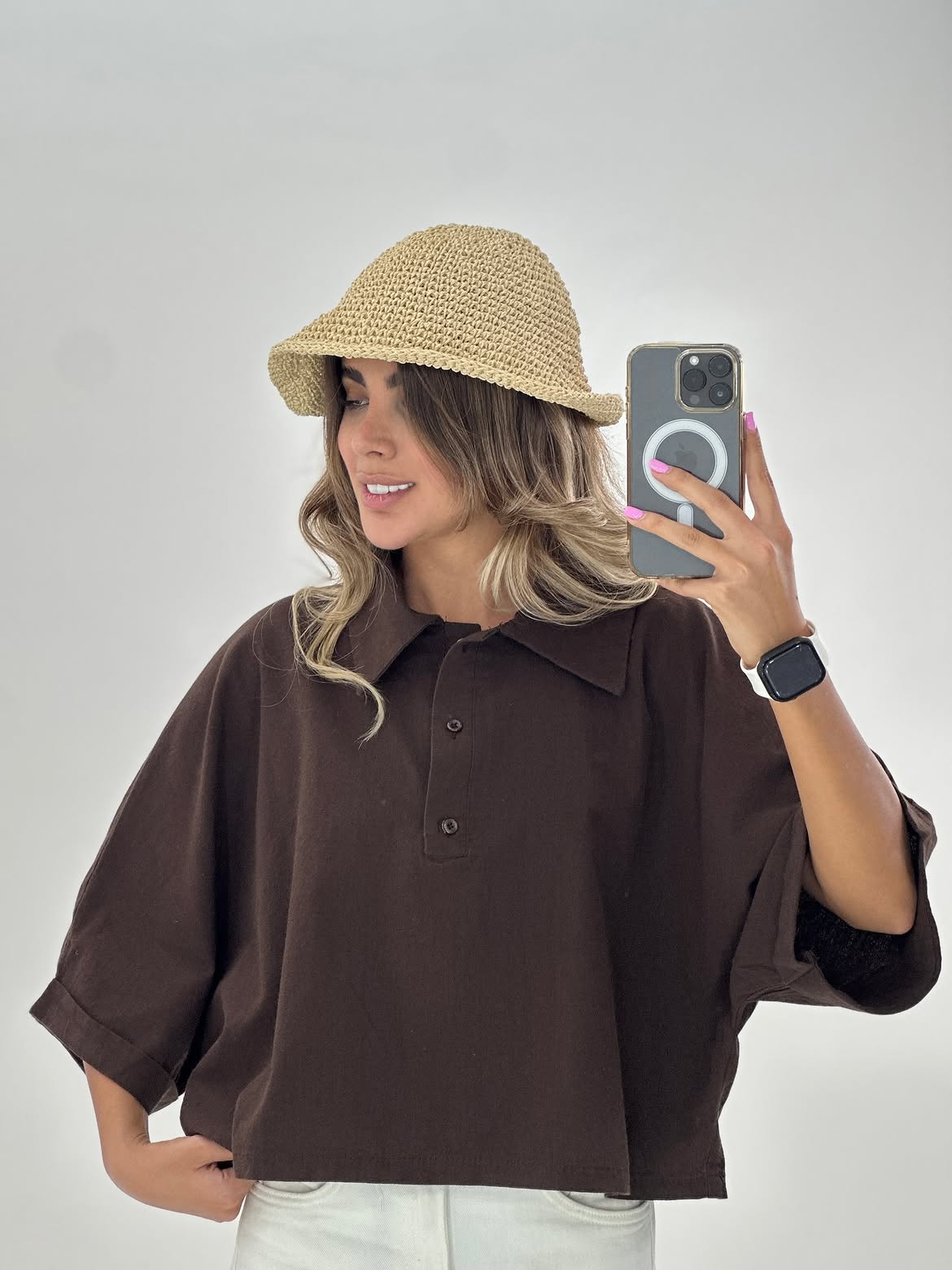CH - 6090- Relaxed Fit Collar Top | Saimwear