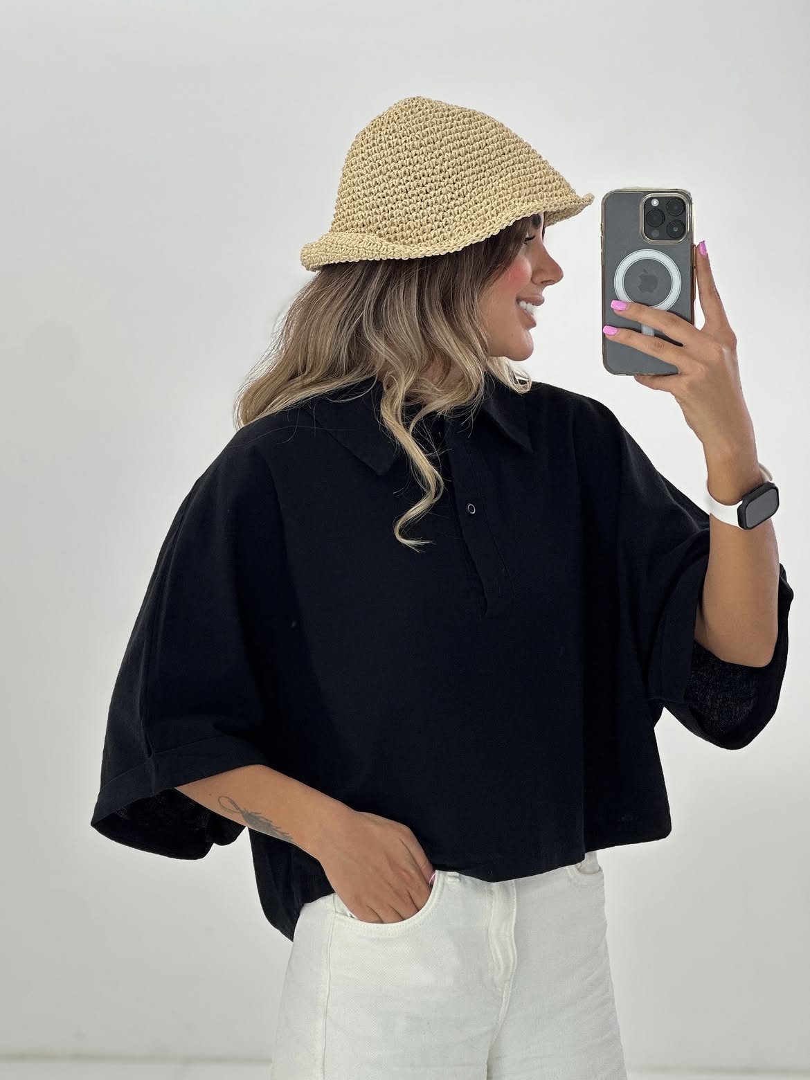 CH - 6090- Relaxed Fit Collar Top | Saimwear