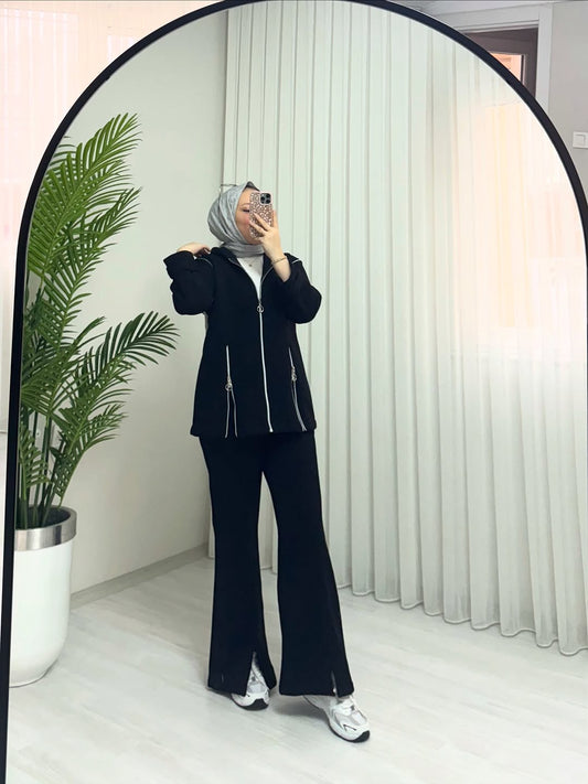 CH 601 - Bootcup Zipper Hooded Style Co-Ord Set - Saimwear