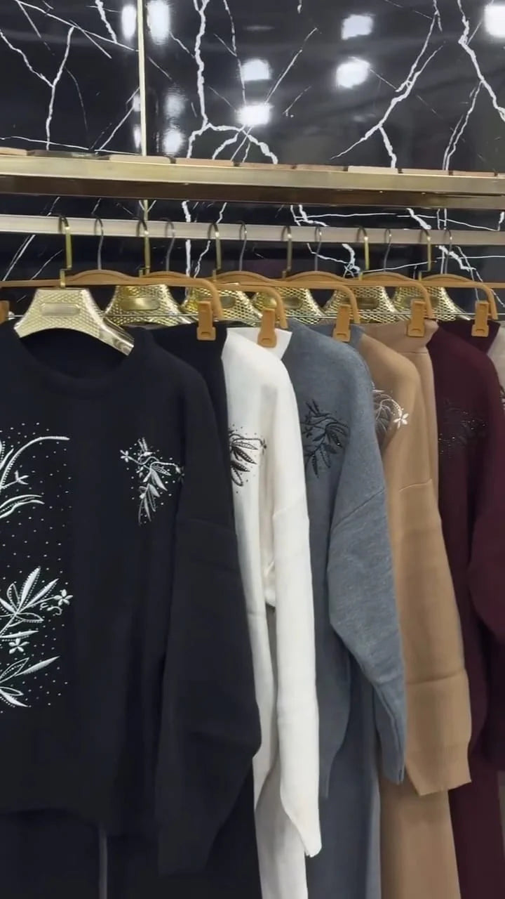 CH 596 - Floral Printed Warm Fleece Co-ord Set - Saimwear