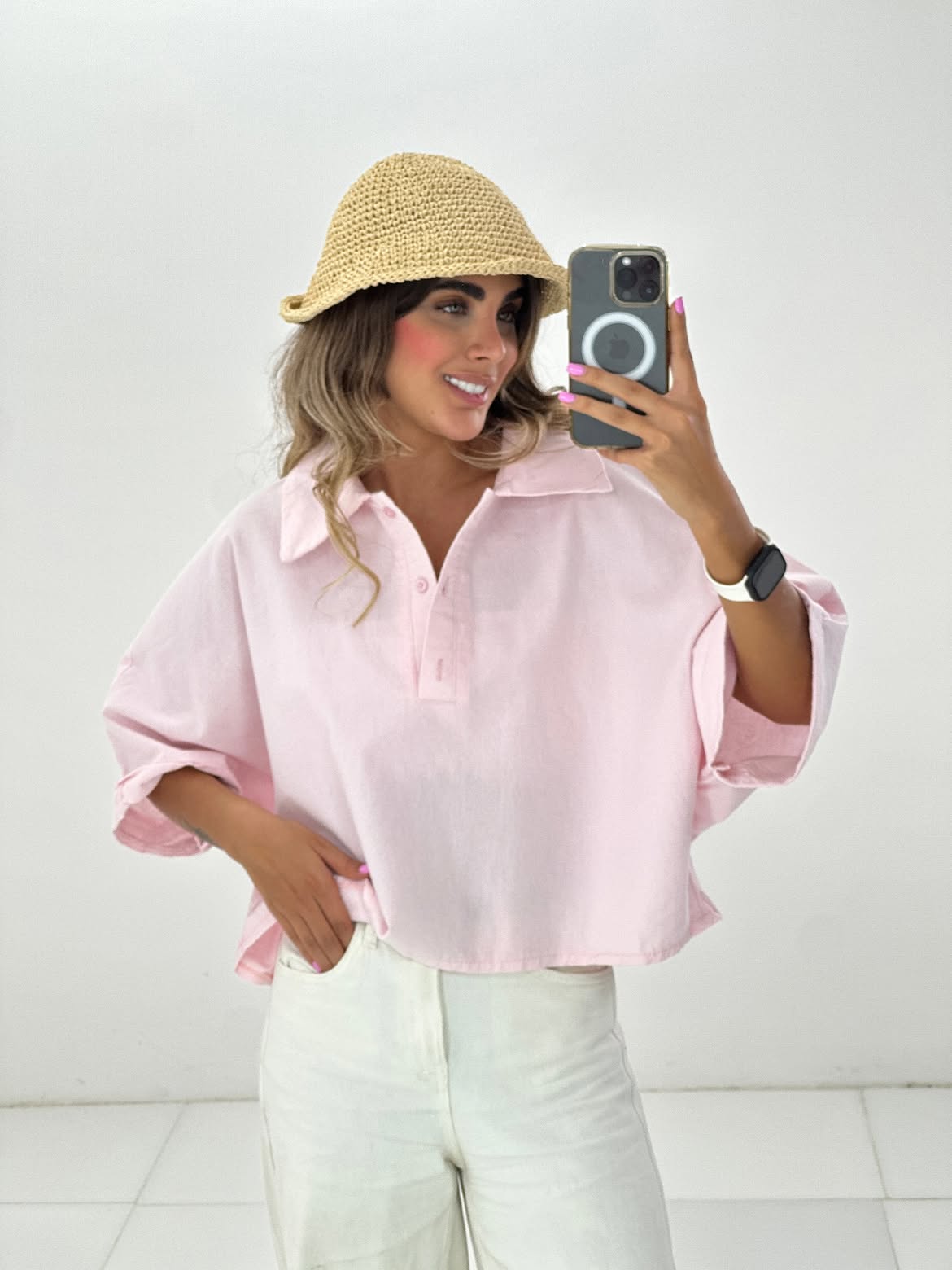 CH - 6090- Relaxed Fit Collar Top | Saimwear