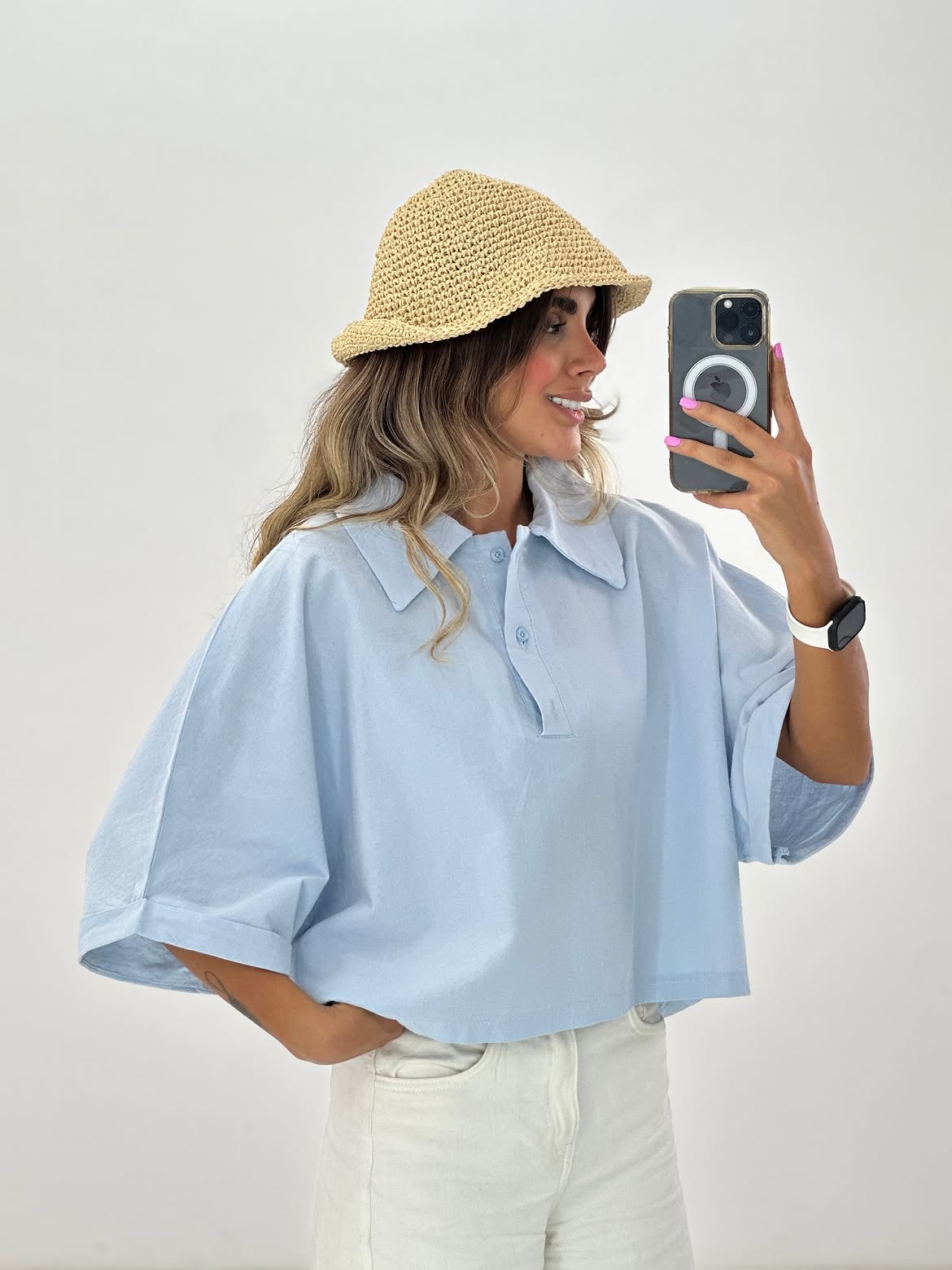 CH - 6090- Relaxed Fit Collar Top | Saimwear