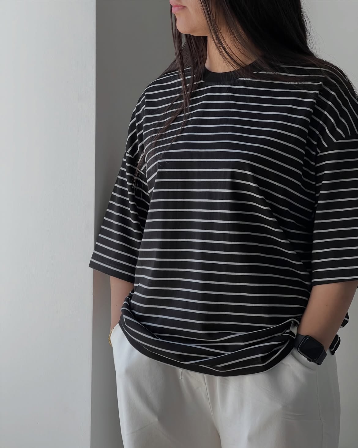 CH - 6093- Essential Striped Oversized Tee