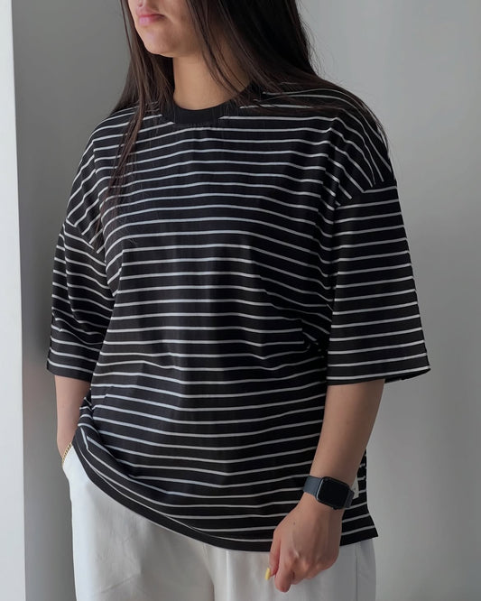 CH - 6093- Essential Striped Oversized Tee