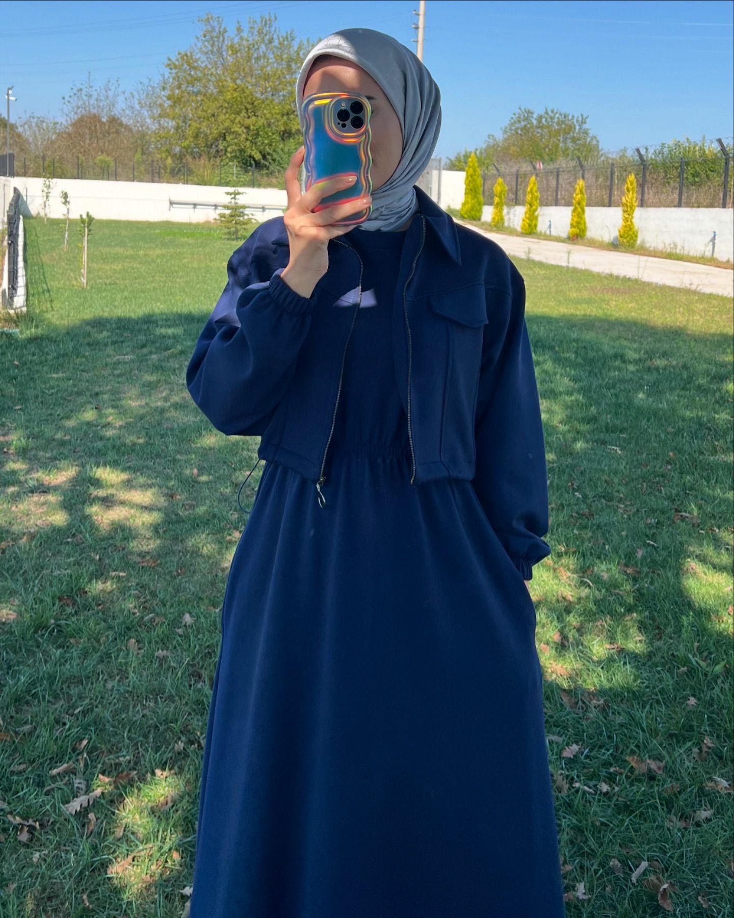 CH 499 Saimwear 2 Pcs Winter Outfit Long Frock With Upper Fleece Jacket