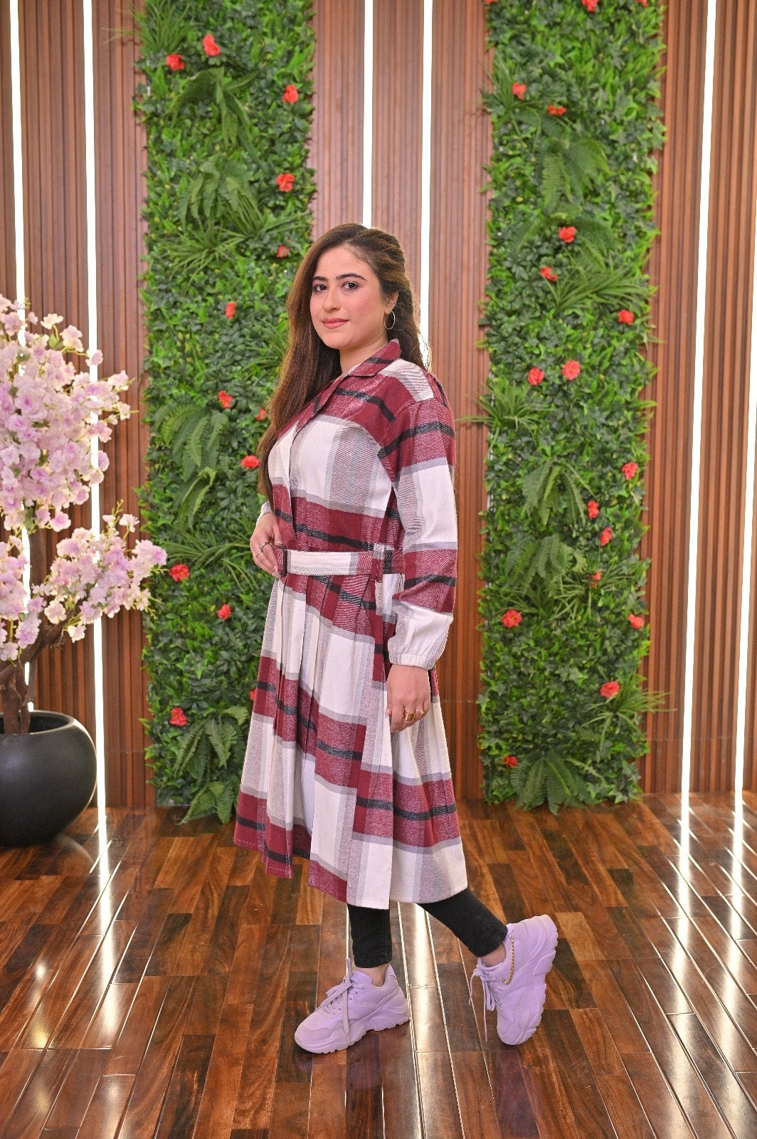 CH 489 Saimwear Coat Style Collared Tile Dress