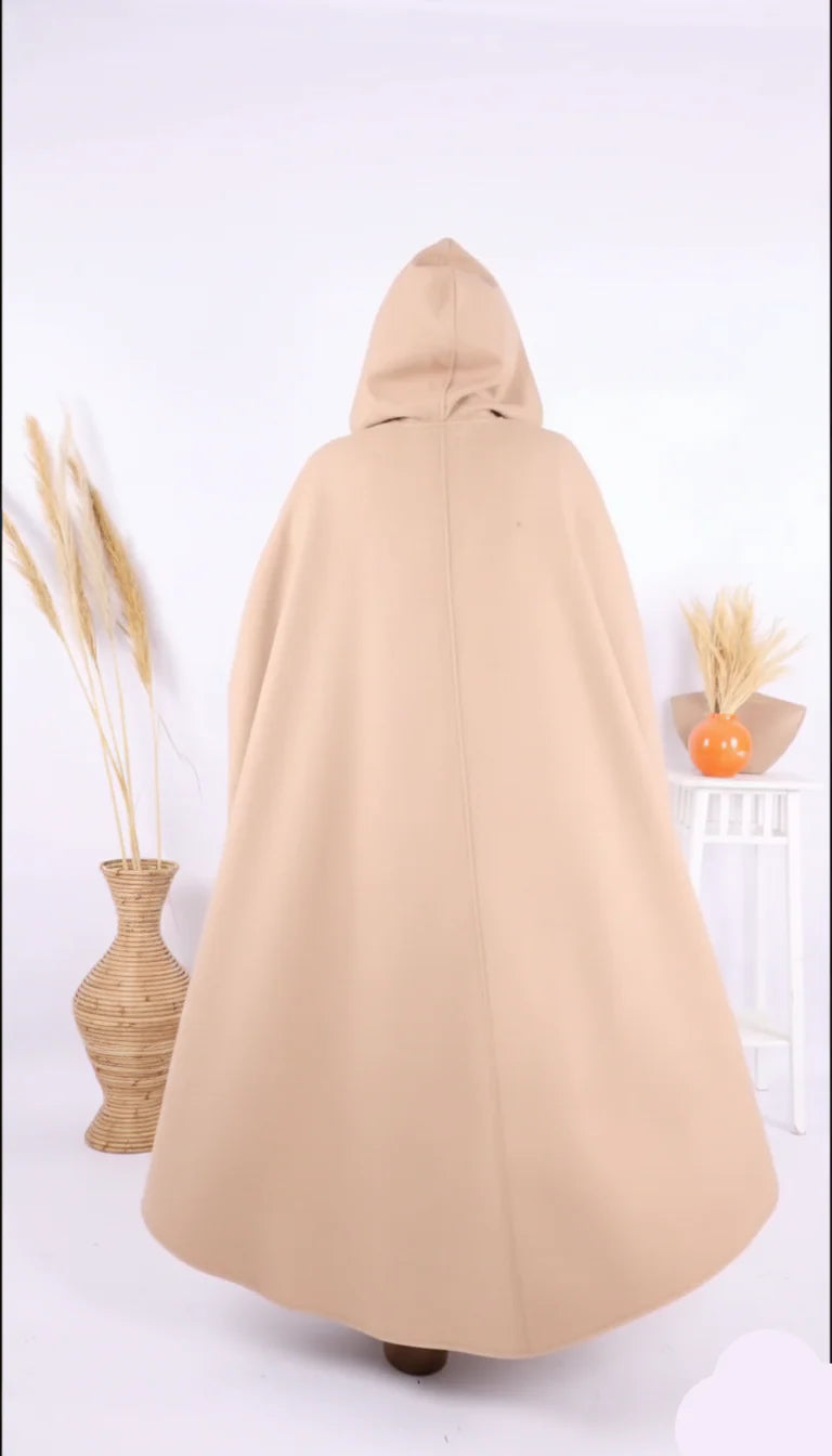 Ch 591 Saimwear Long hooded Button Windbreaker Cloak