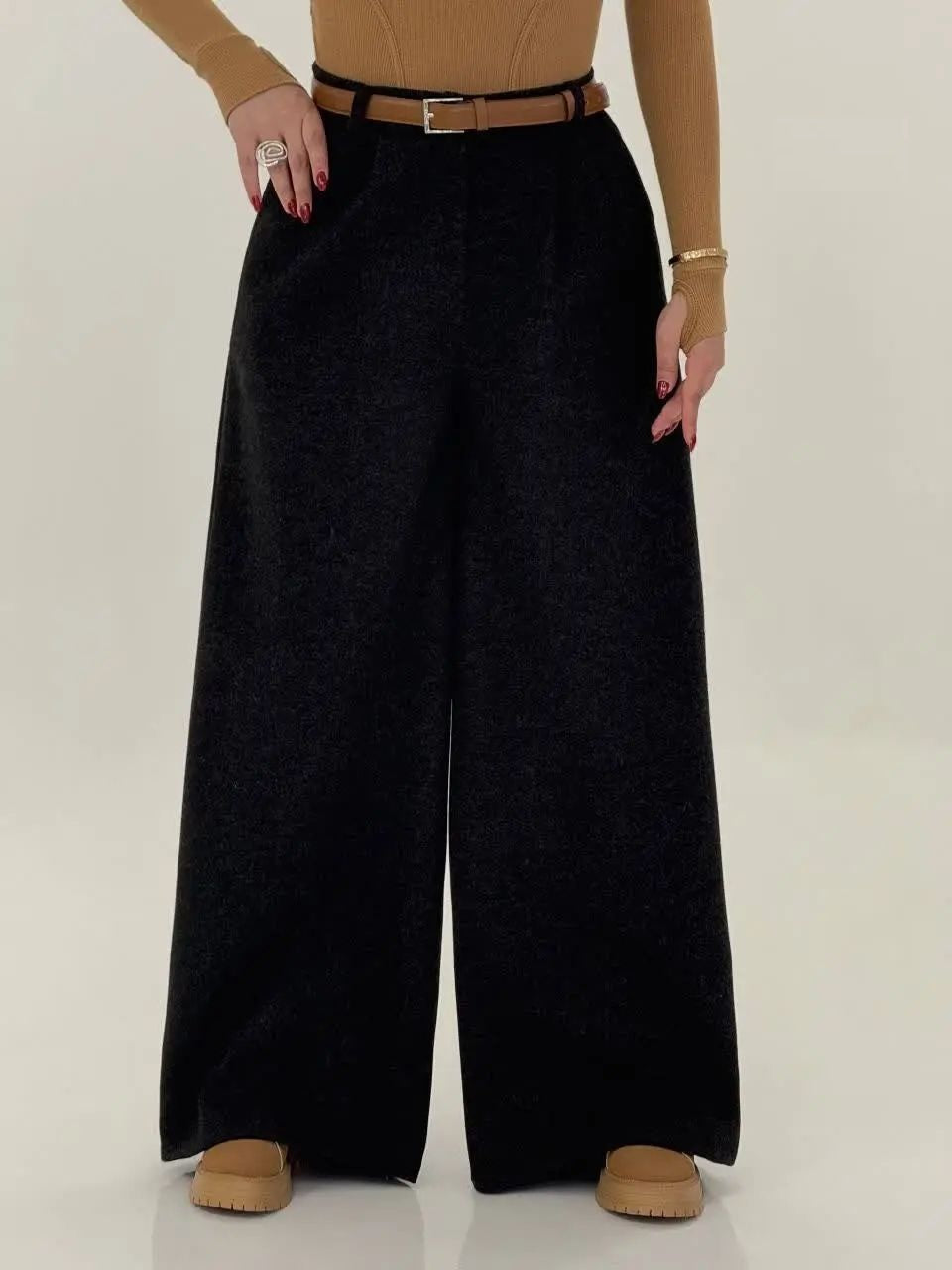CH 595- Fleece Wide-Leg Pants - Saimwear