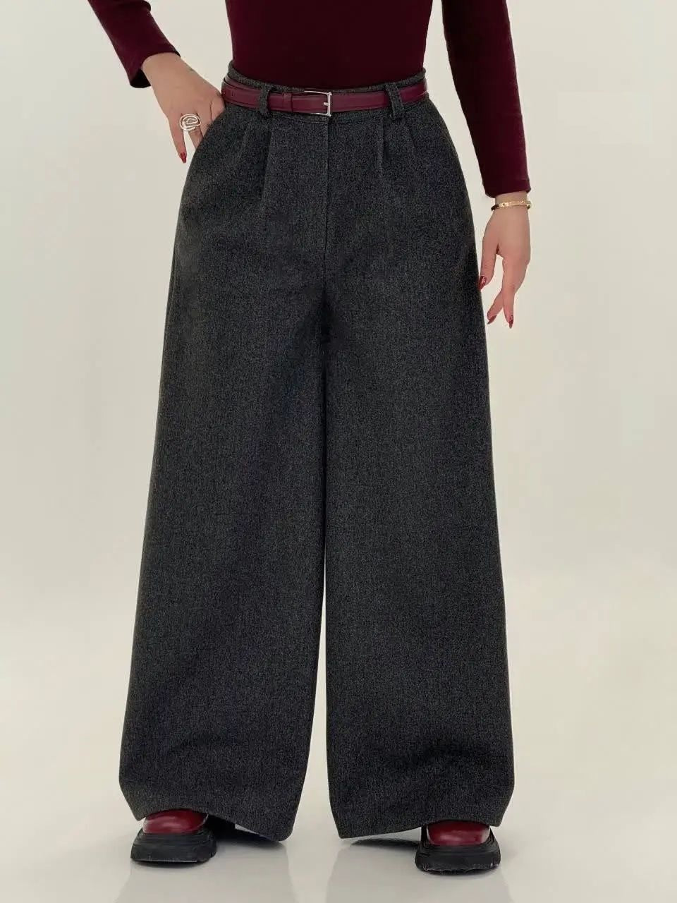 CH 595- Fleece Wide-Leg Pants - Saimwear