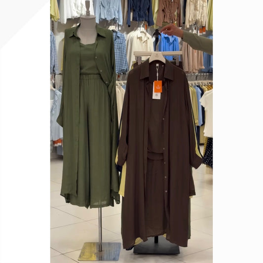 CH-6103 3 Pcs Breeze Linen Crinkle Co-Ord Set - Saimwear