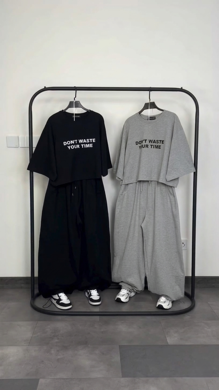 Ch - 6058 - Oversized Short Tee & Trouser Set | Saimwear