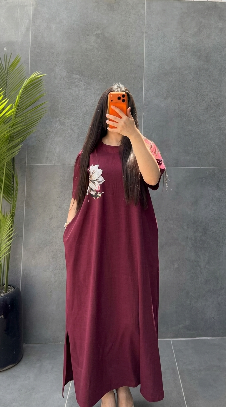 CH 6050 - Petal Glow Long Top | Saimwear