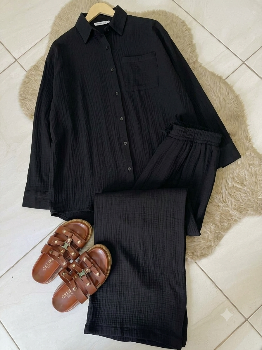 CH - 6086 - Textured Crinkle Co-Ord Set - Saimwear