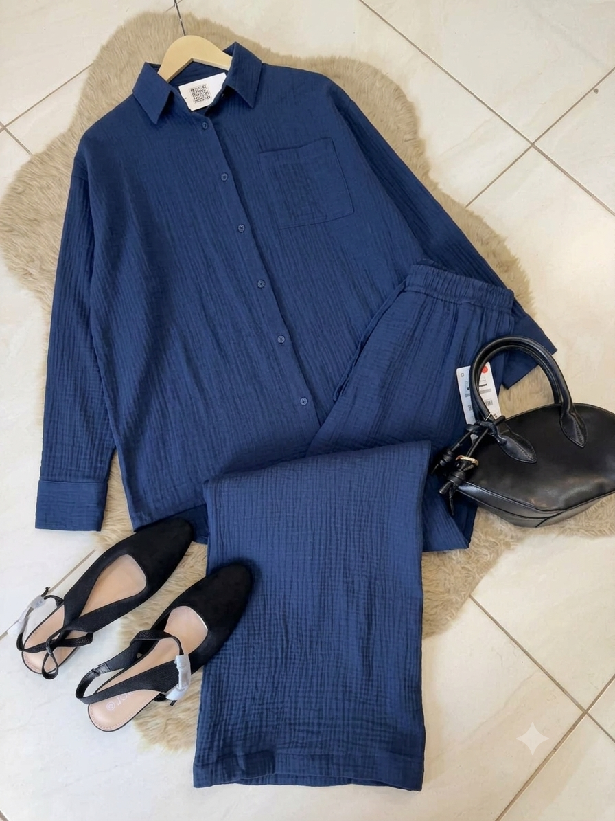 CH - 6086 - Textured Crinkle Co-Ord Set - Saimwear