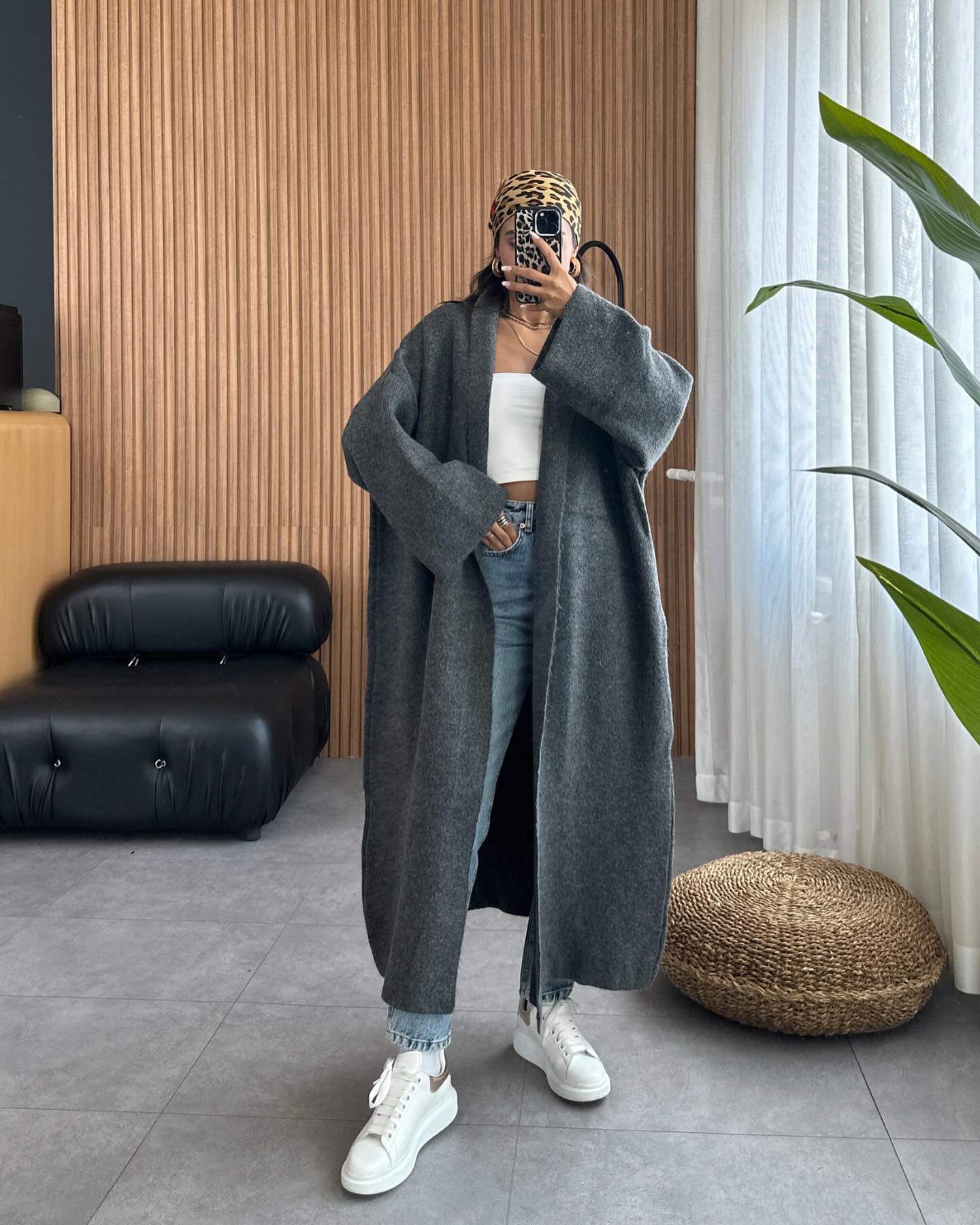 CH  484 Saimwear  Longline Street-Style Long Winter Fleece Fabric Gown In Stock