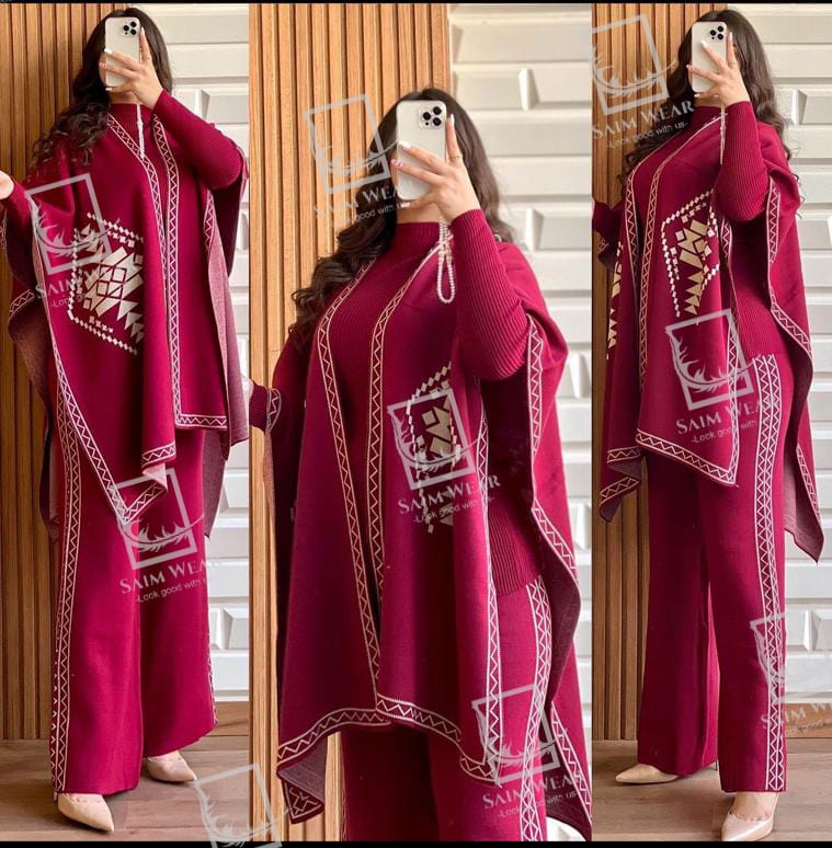 Saimwear Ready To Wear 3 Pcs Winter Fleece Outfit CH-370