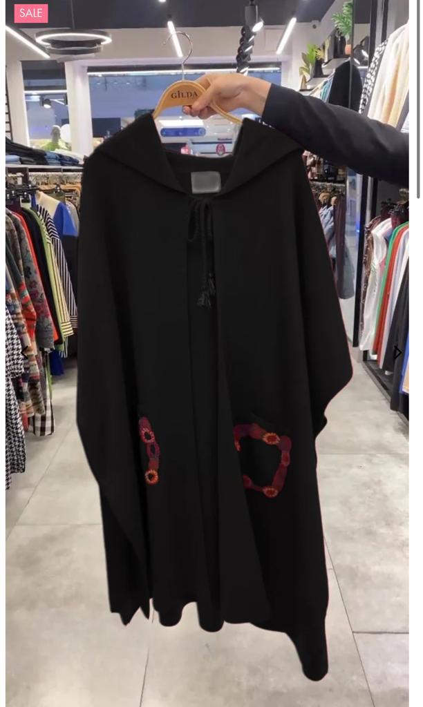 Saimwear Hooded Winter Fleece Fabric Cape Shawl CH-393