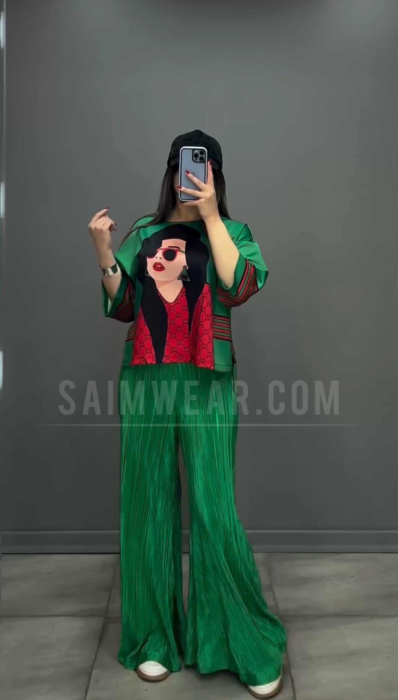 CH 455 Saimwear luxury 2 Pcs Silk Printed Co ord Set