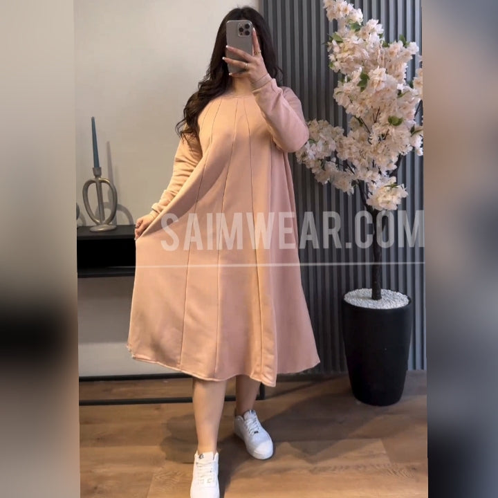 Saimwear Warm Fleece Long Fallen Frock Top CH 394
