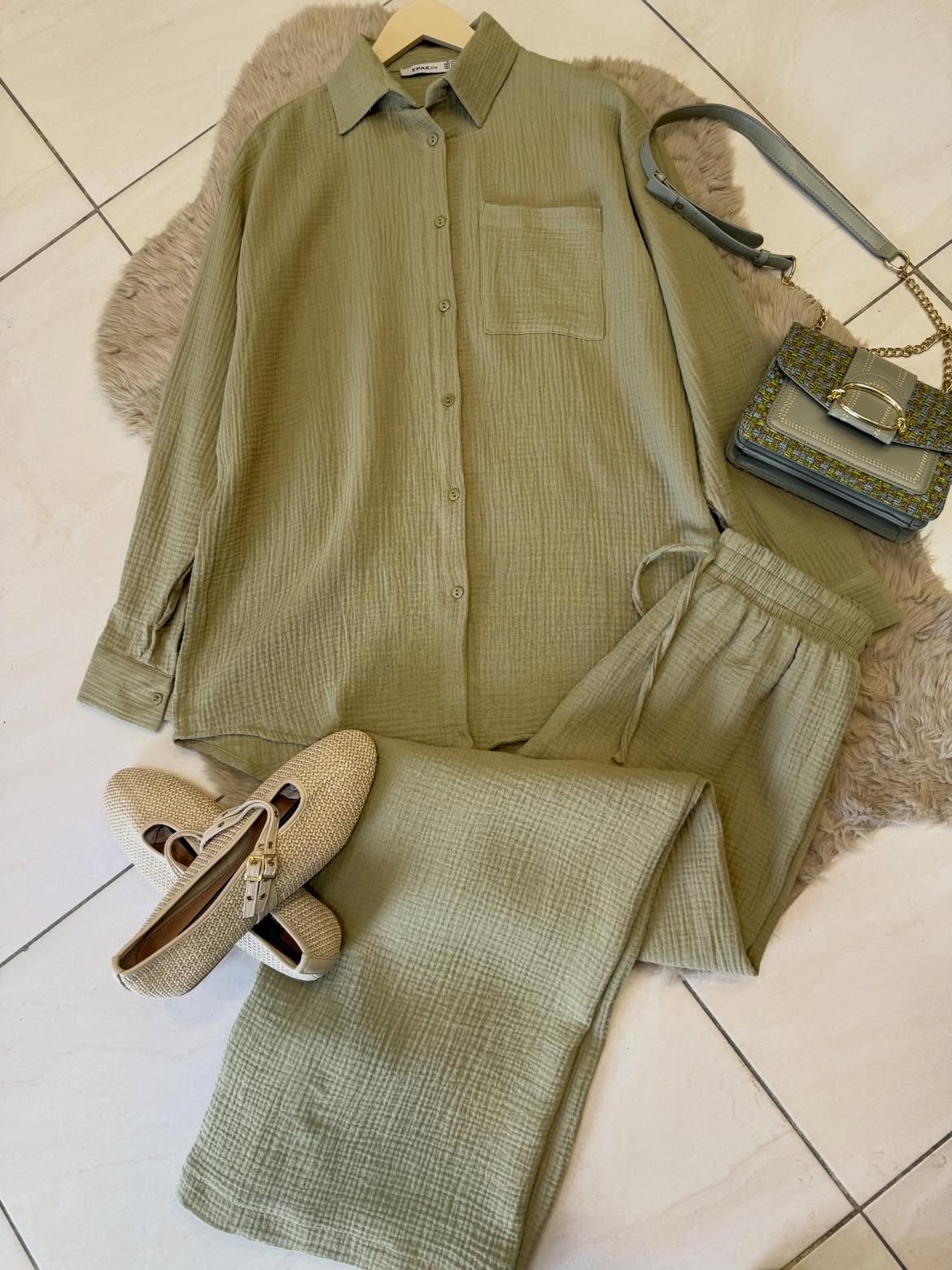 CH - 6086 - Textured Crinkle Co-Ord Set - Saimwear