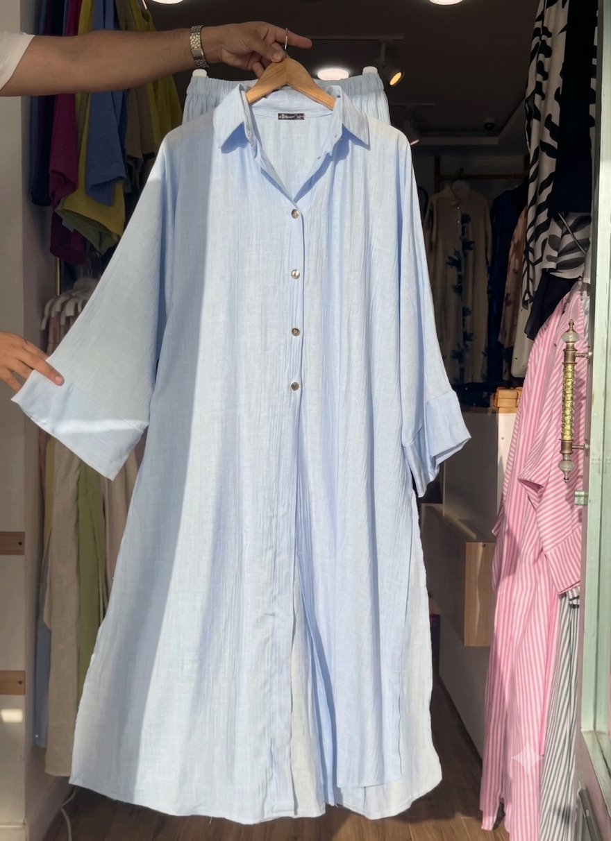 CH-6112 2 Pcs Breeze Linen Crinkle Co-Ord Set - Saimwear