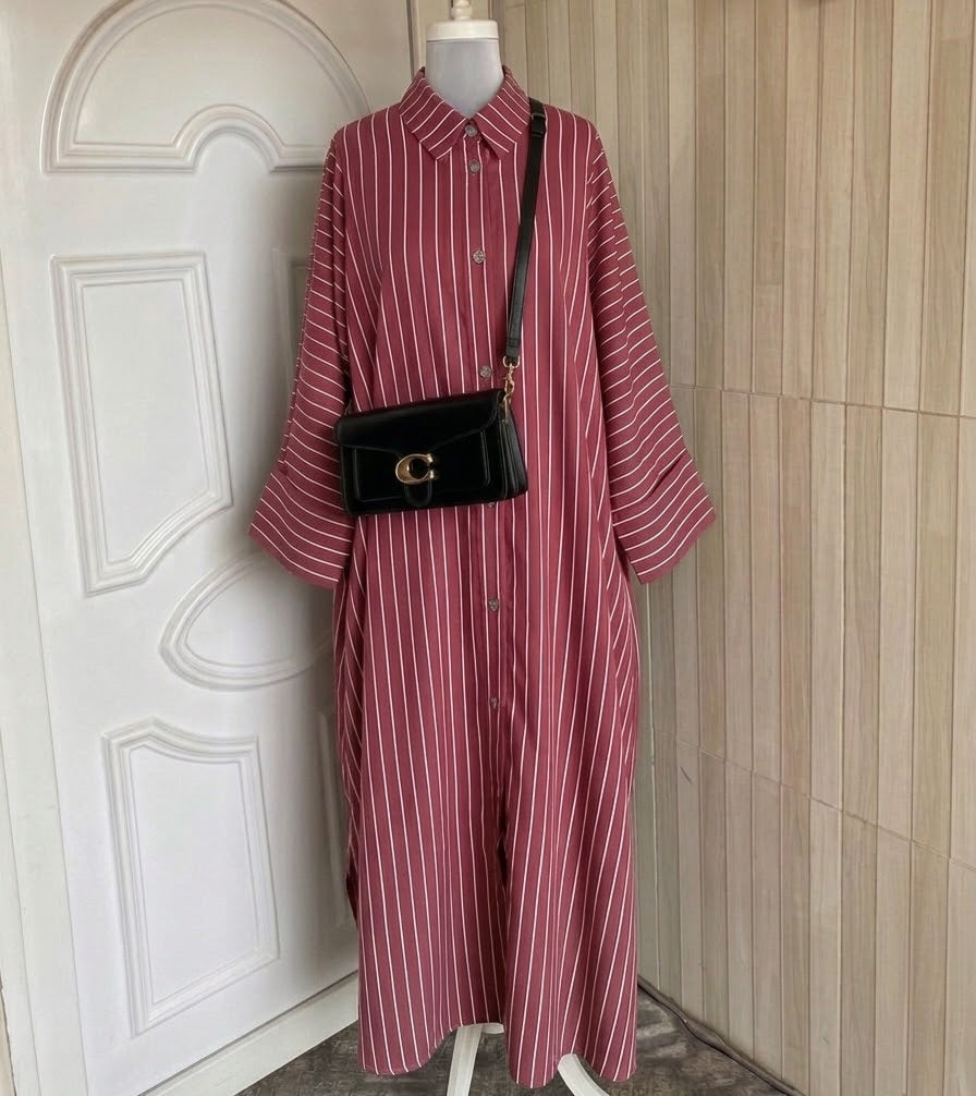CH - 6140 - Slate Stripe Maxi Dress | Saimwear
