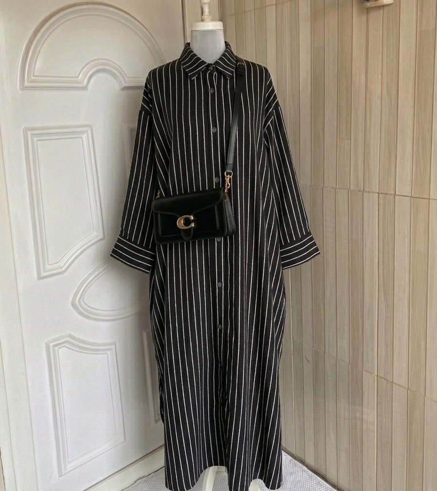 CH - 6140 - Slate Stripe Maxi Dress | Saimwear