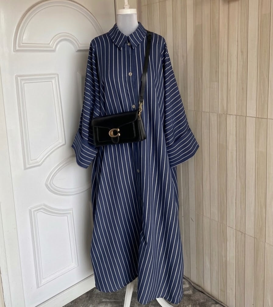 CH - 6140 - Slate Stripe Maxi Dress | Saimwear