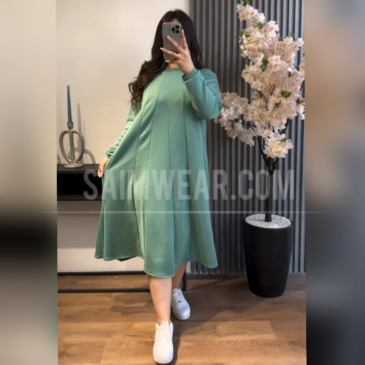 Saimwear Warm Fleece Long Fallen Frock Top CH 394