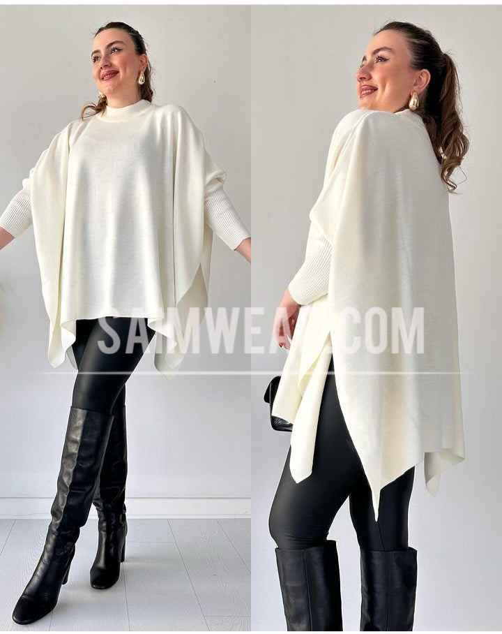 Saimwear Batwing Style Fleece Shawl Poncho CH-395